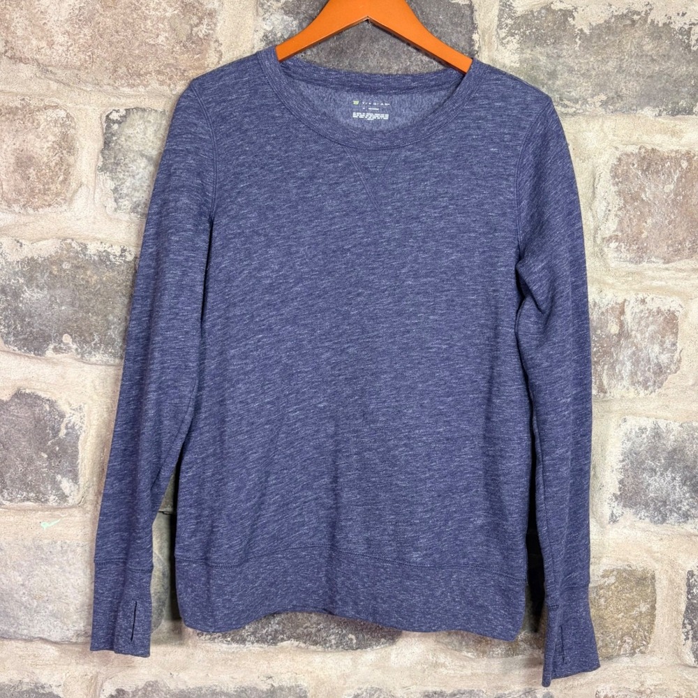 Tek Gear Blue Heathered Long Sleeve Sweatshirt Pullover Thumbholes Medium